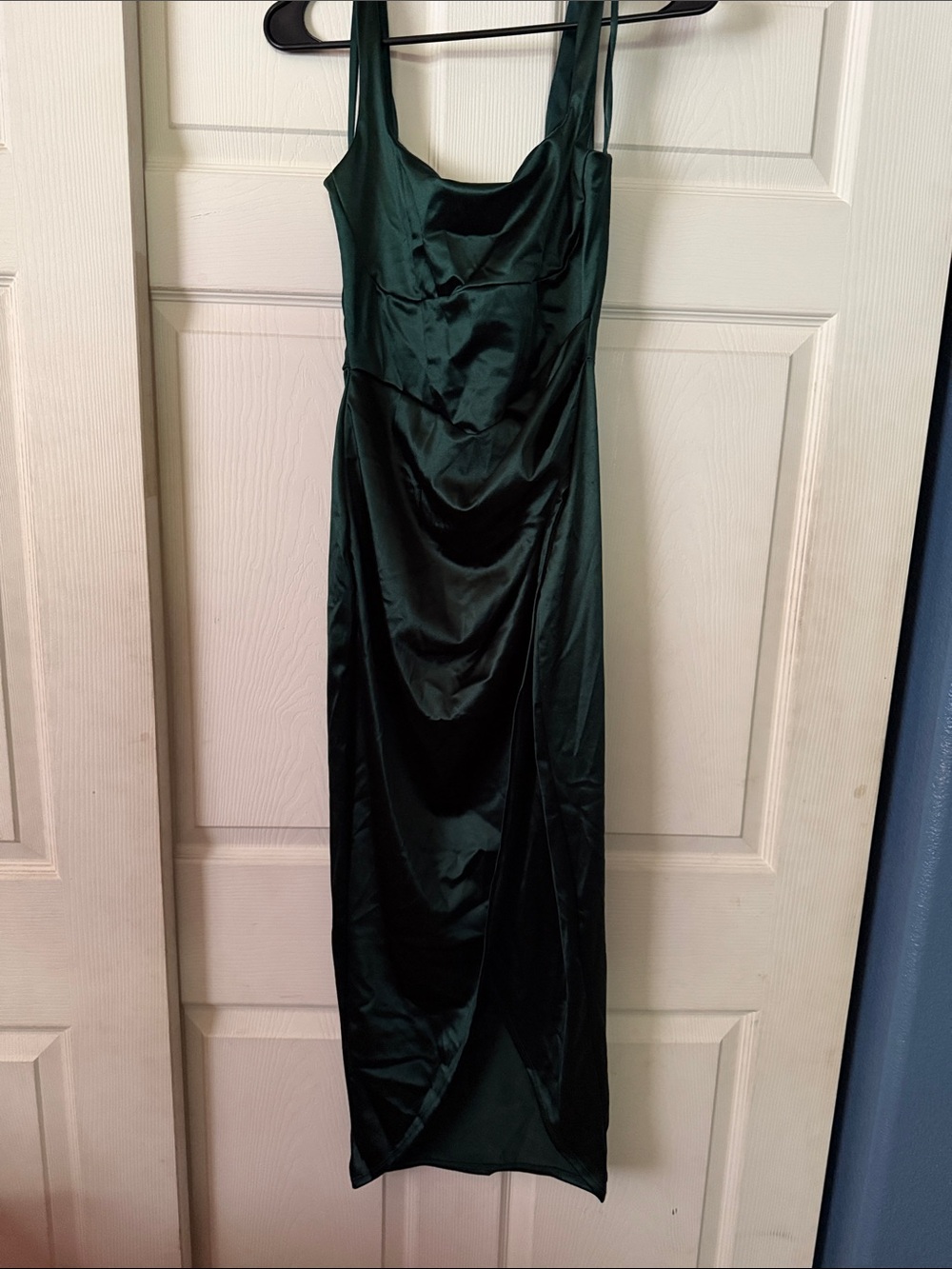 Windsor Dark Emerald Satin Midi Slip Dress